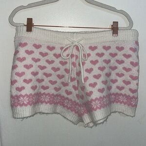 Boux Avenue Fairisle White and Ivory Heart Knit Shorts | UK 12 or US 8